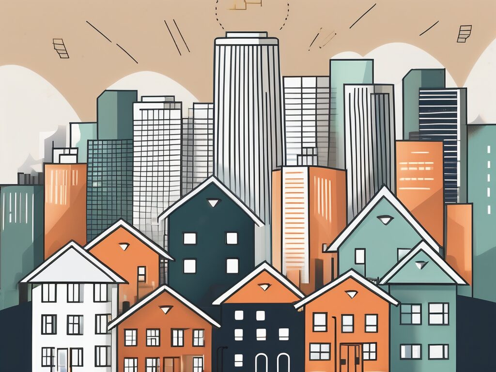 A variety of diverse houses with a cash symbol above each one