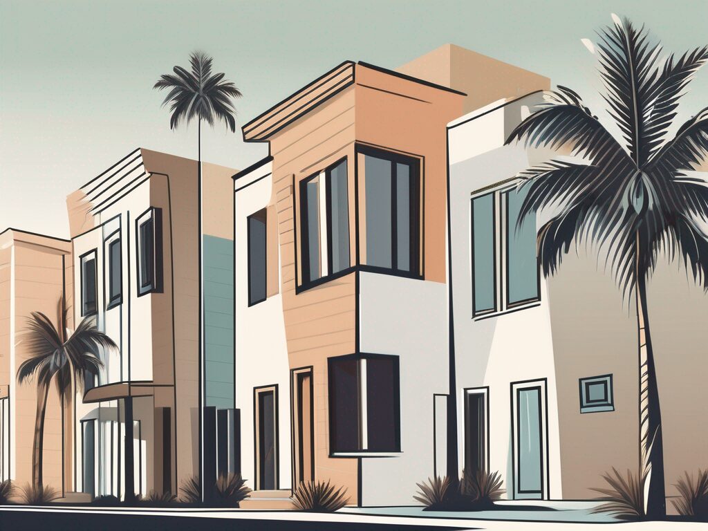 A variety of different style houses lined up neatly