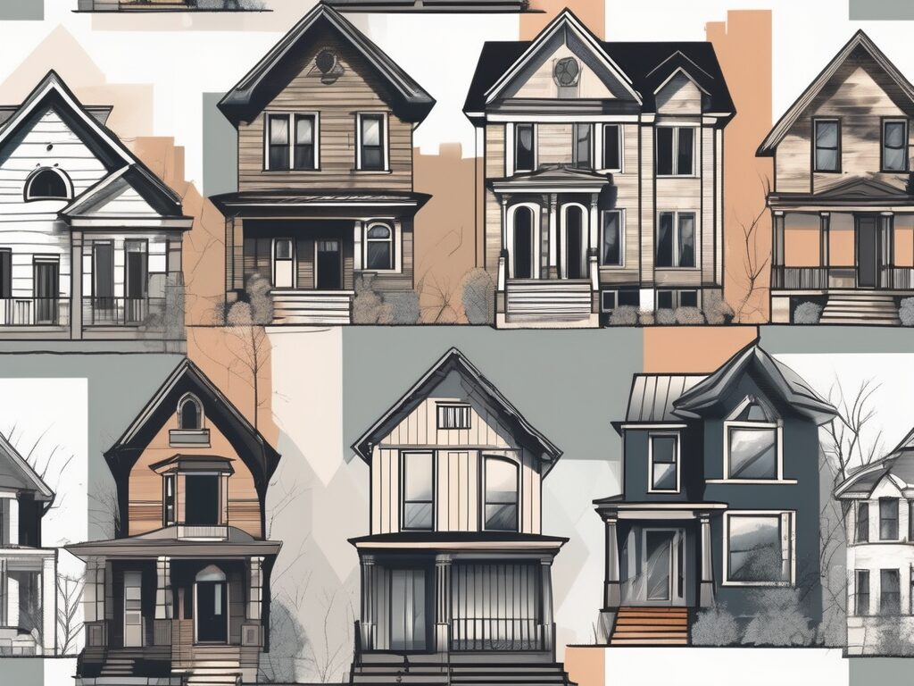 A variety of architectural styles of houses