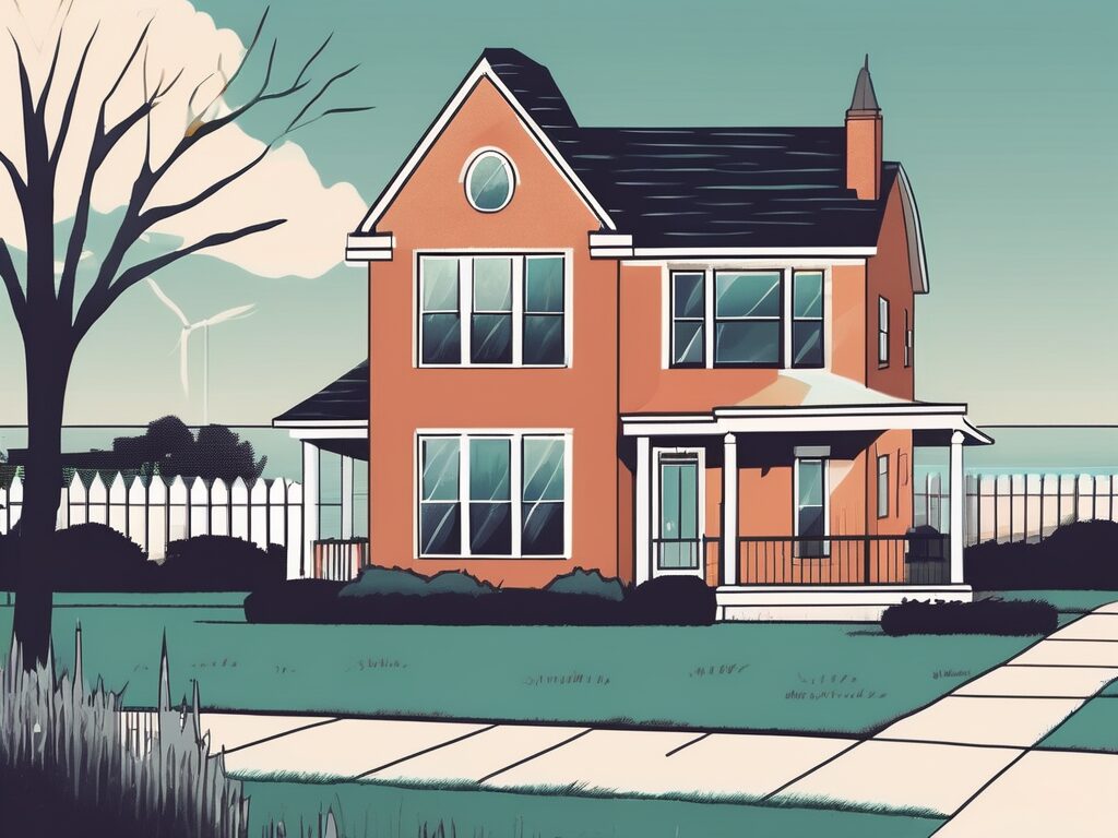 A house with a "for sale" sign in the front yard