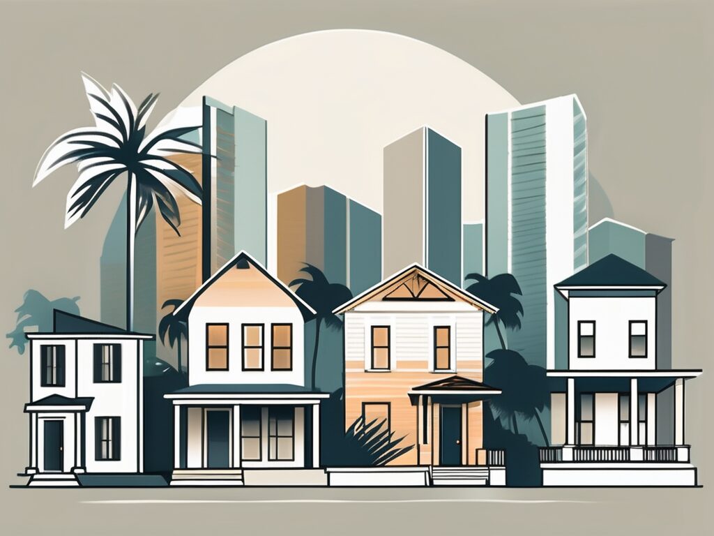 A variety of stylized houses