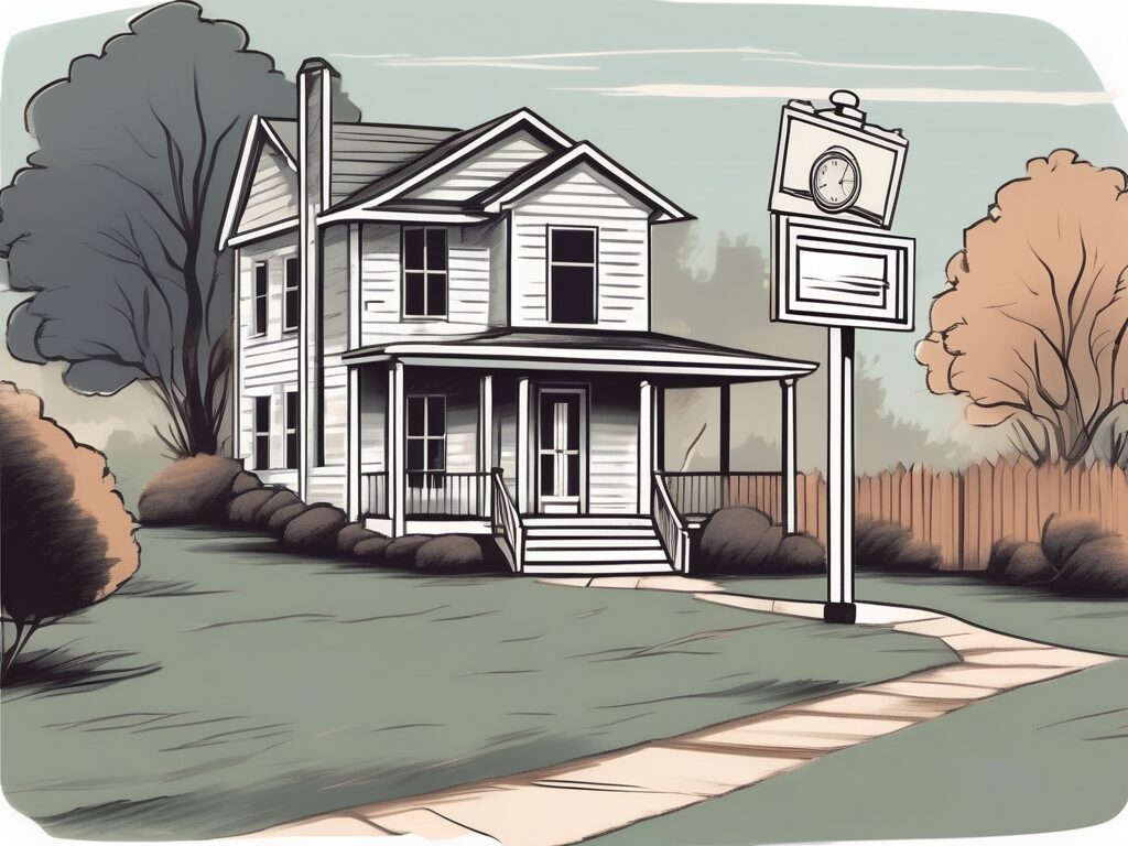 A house with a foreclosure sign in the yard