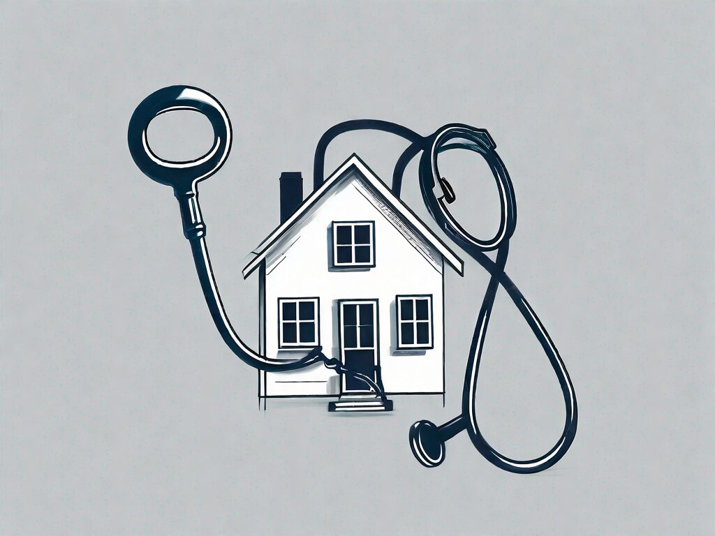 A stethoscope intertwined with a house key