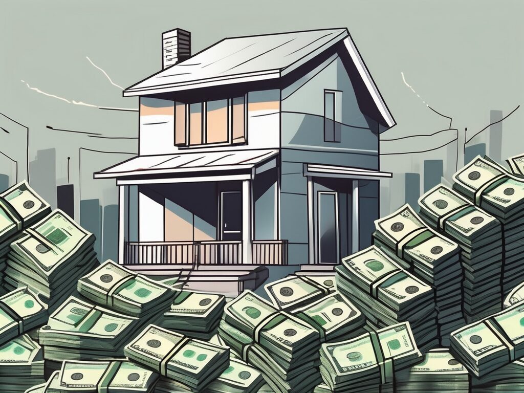 A house with a large price tag attached to it