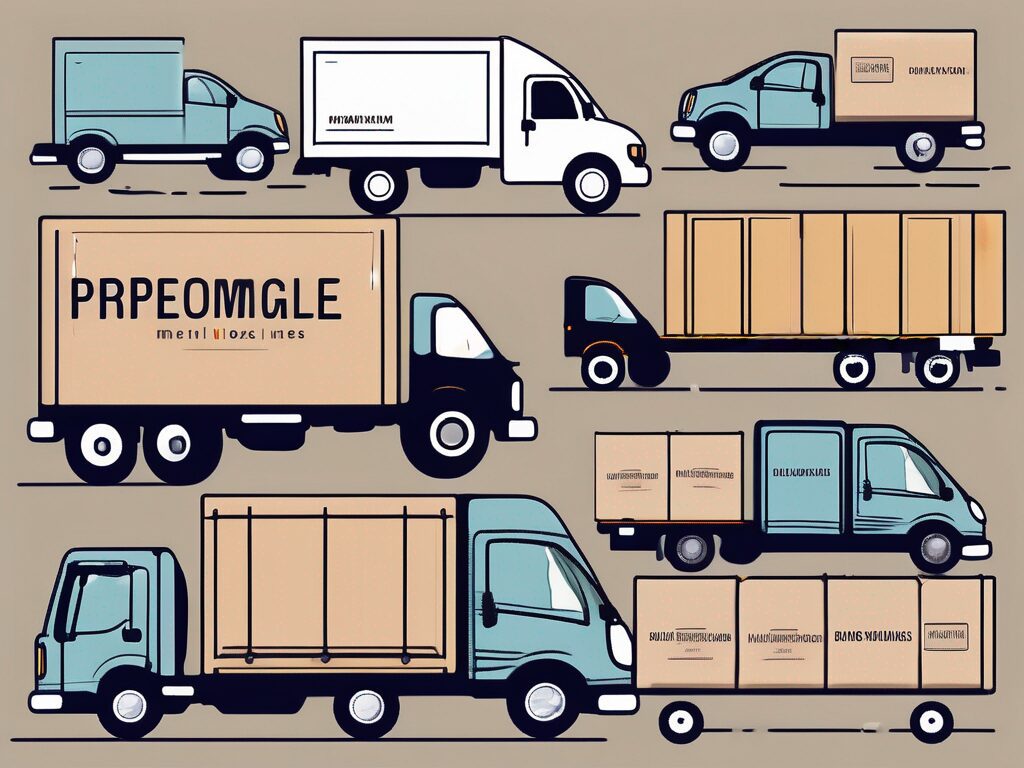 Various moving boxes labeled with room names