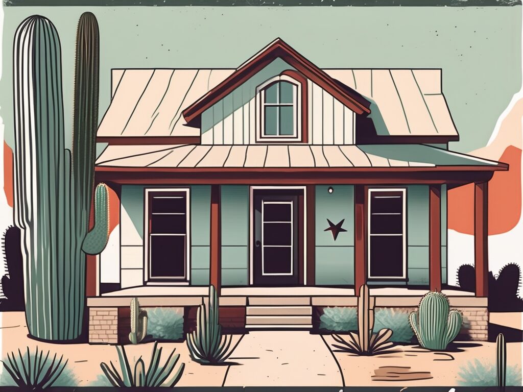 A traditional texas-style house with a "for sale" sign in the front yard
