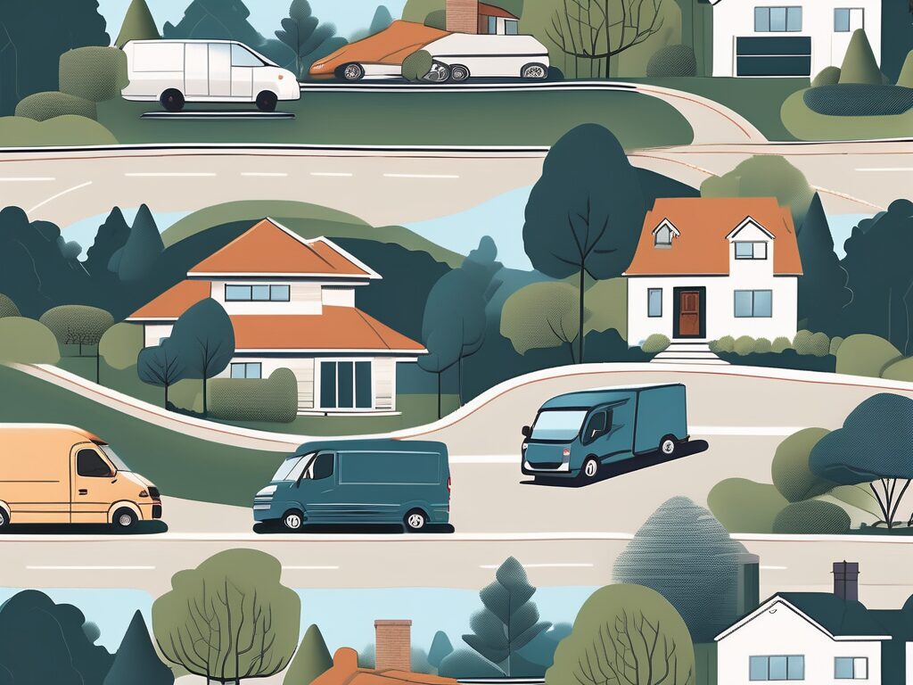 A variety of moving vehicles