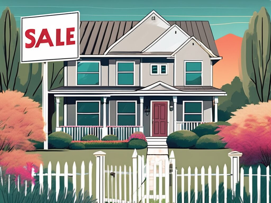 A vibrant el paso house with a 'for sale' sign in the front yard