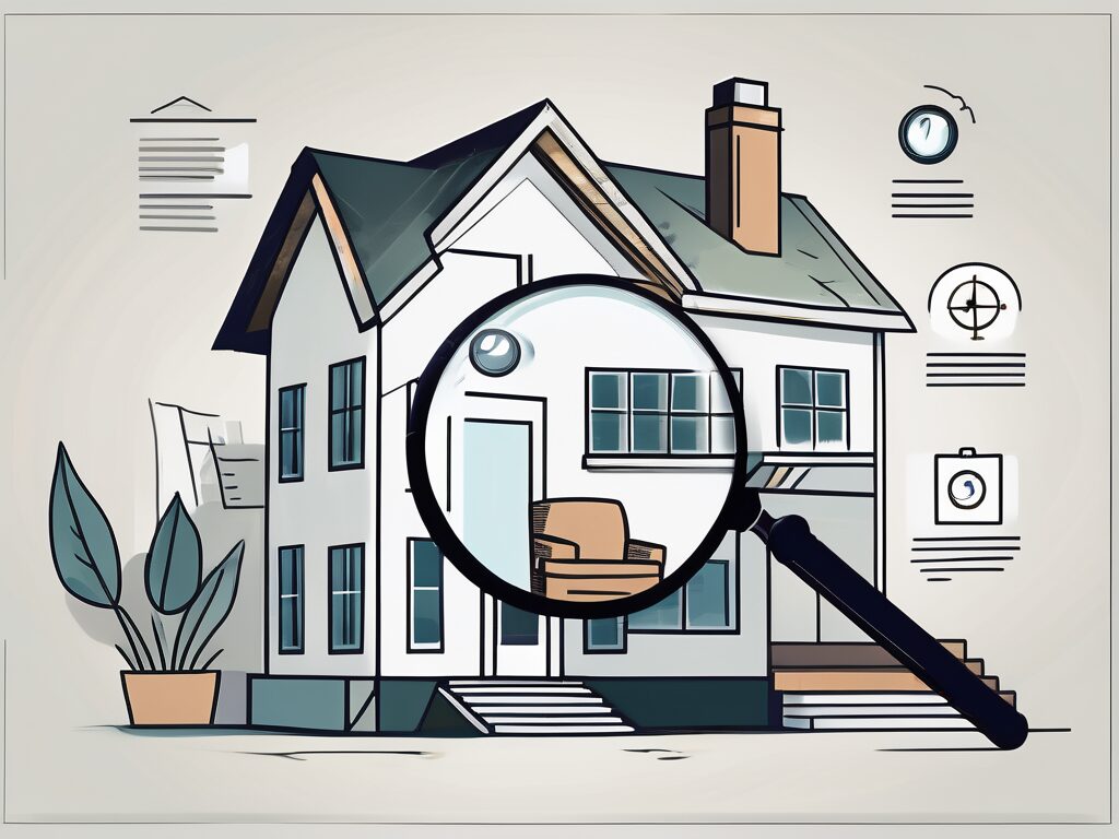 A house with a magnifying glass hovering over it