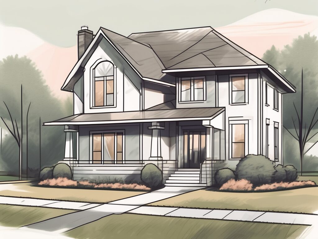 A house with a 'sold' sign in the front yard