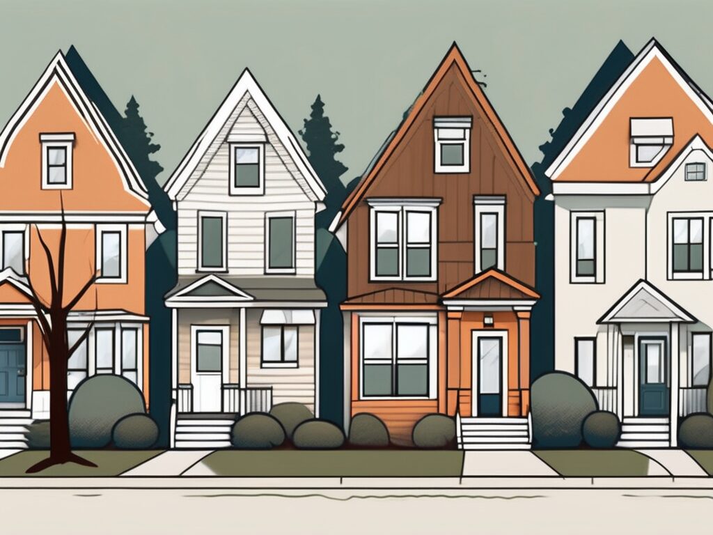 A variety of stylized houses