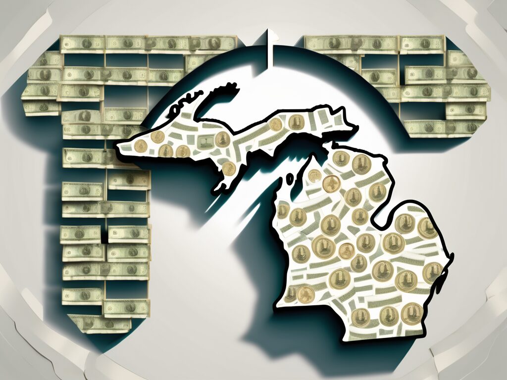 A symbolic bridge made of dollar bills or coins