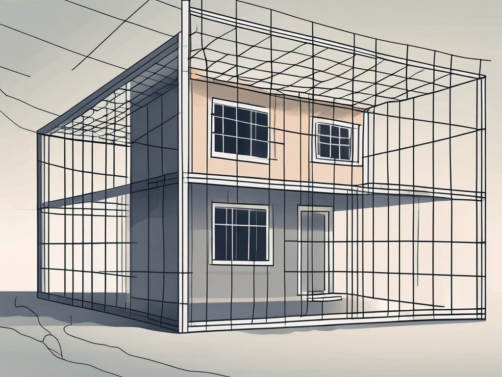 A house with a large safety net underneath it