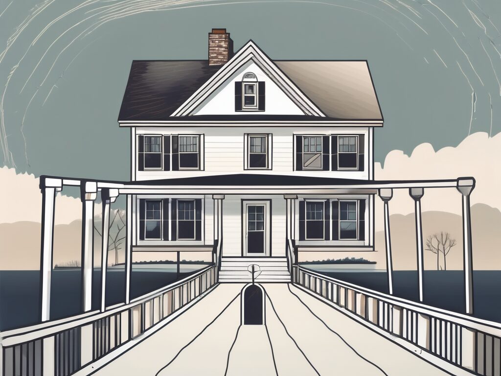 A traditional connecticut home with a large key unlocking its foundation