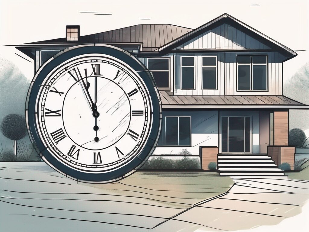 A house with a large clock embedded in the structure