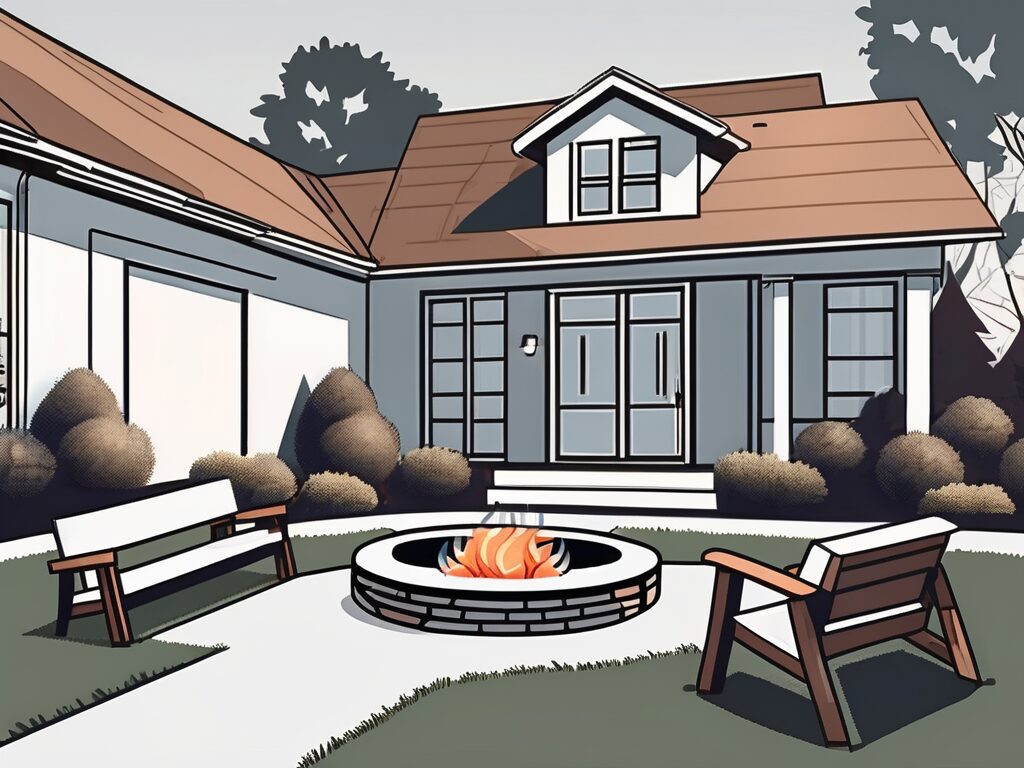 An attractive fire pit in a well-maintained backyard of a residential home