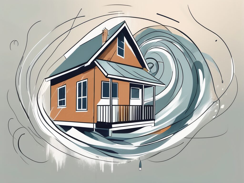 A house in cedar key with a price tag hanging off it