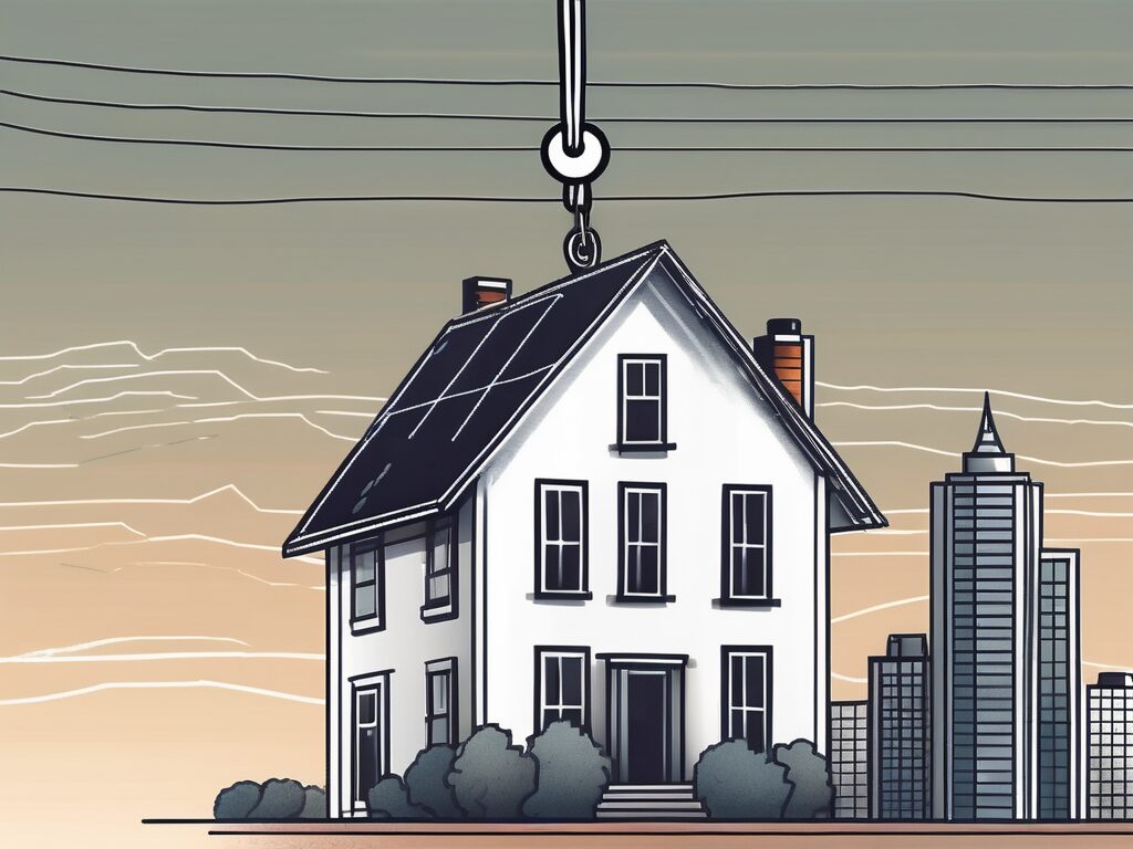 A house with a price tag hanging from it