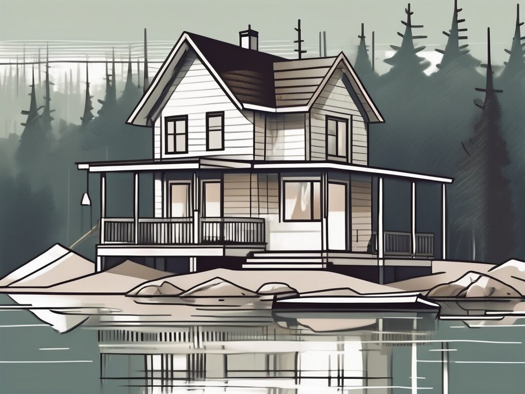 A house on the shores of eagle lake with a price tag hanging off it