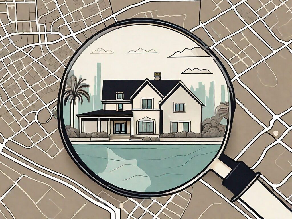 A magnifying glass over a stylized map of san diego