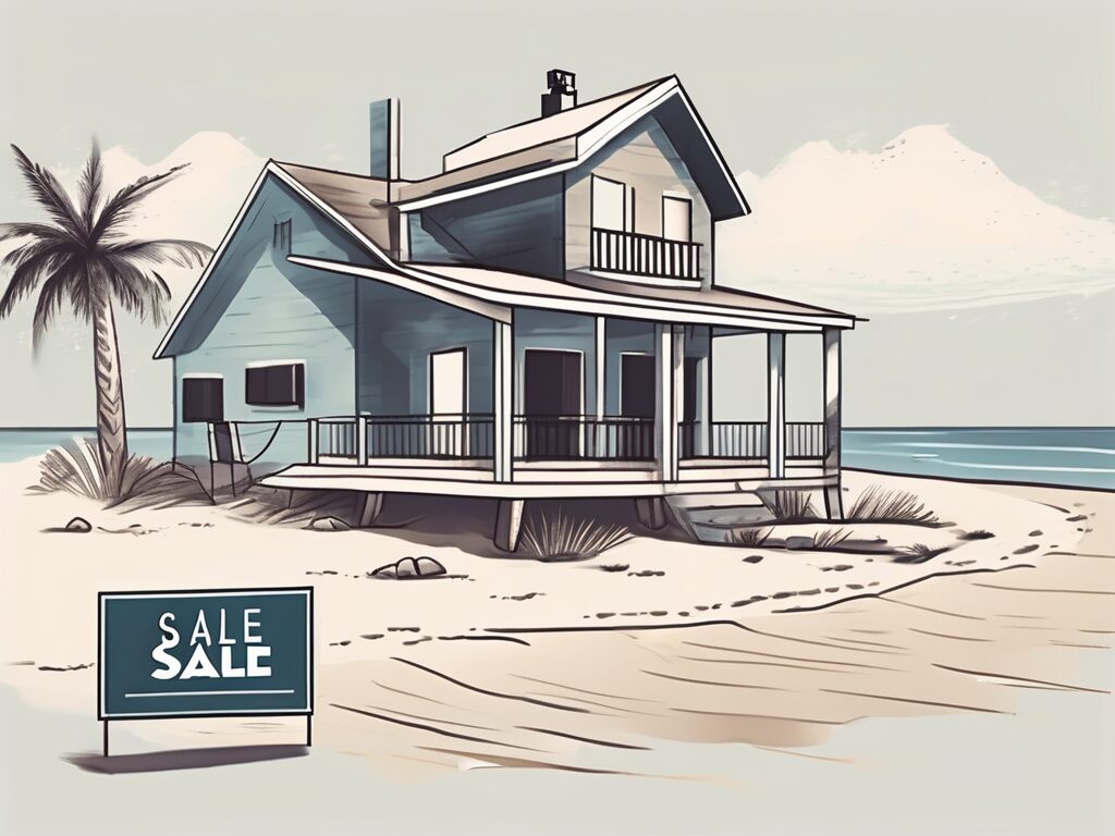 A house with a 'for sale' sign on horseshoe beach