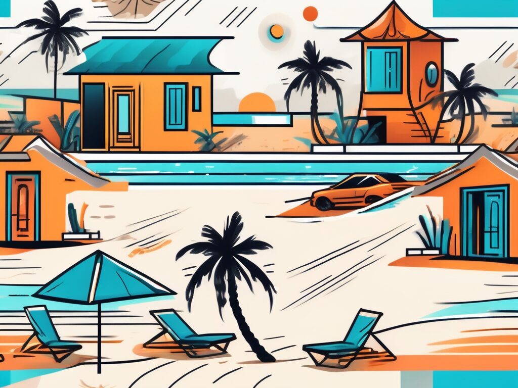 A vibrant mexican beachfront property with a price tag hanging off it