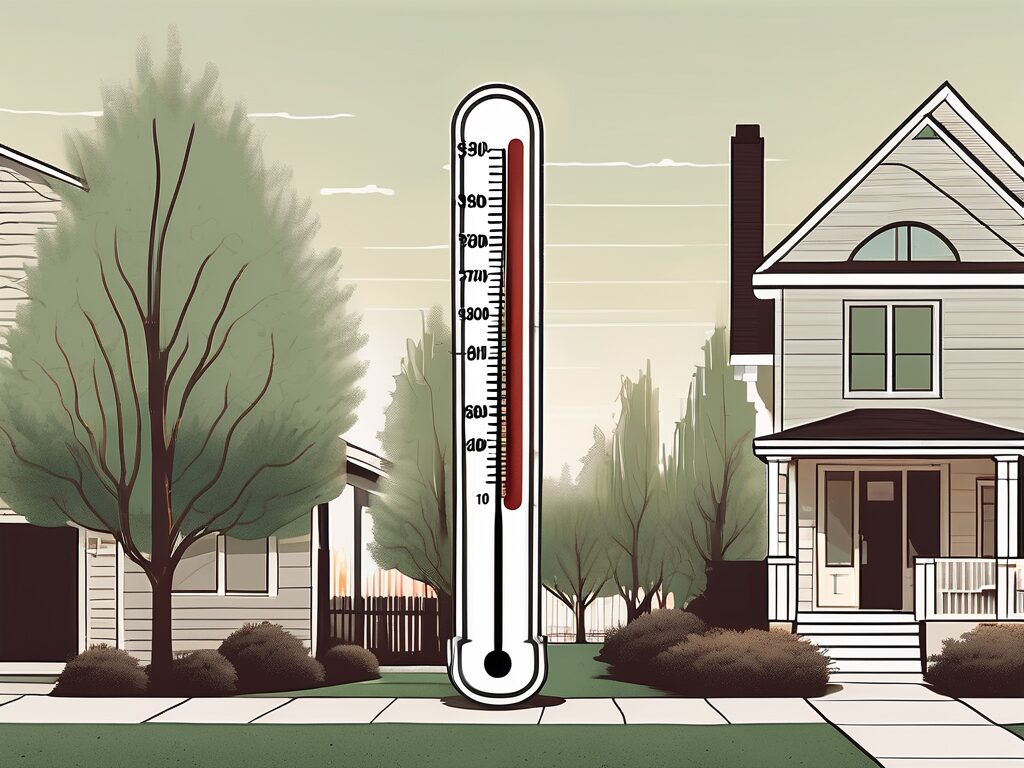 A quaint greenwood neighborhood with a few 'for sale' signs on the lawns