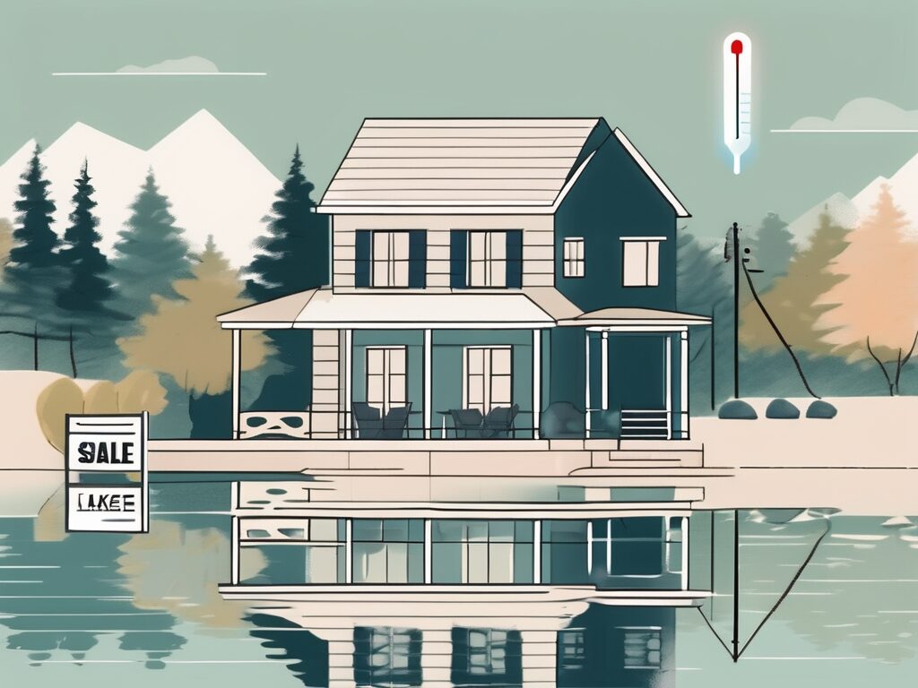 A picturesque house with a 'for sale' sign in the serene surroundings of lake hamilton