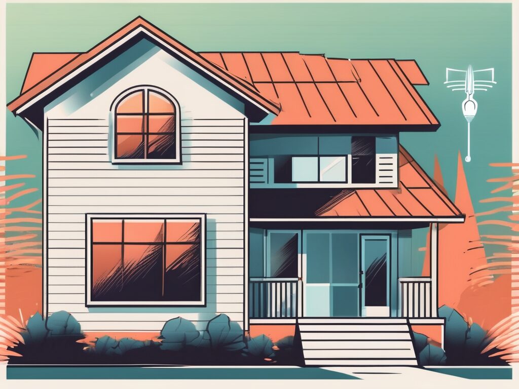 A house with a "for sale" sign in front