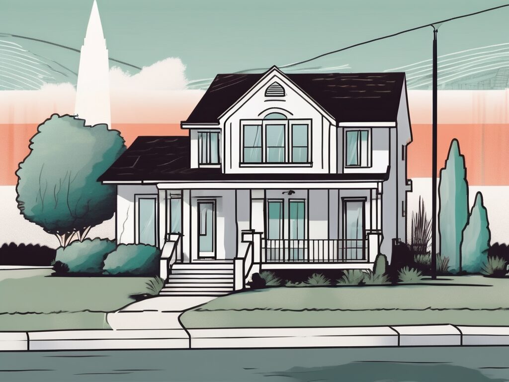 A house with a "for sale" sign in the front yard