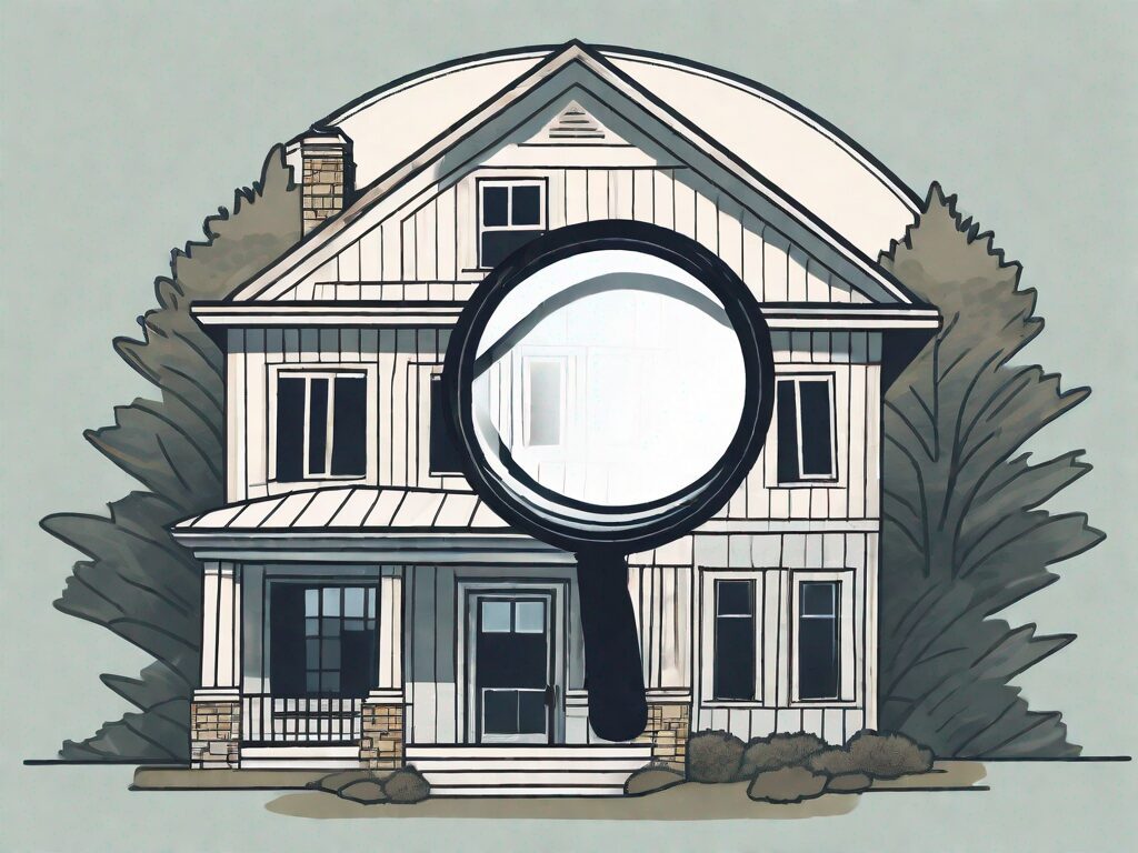 A traditional west virginia house with a magnifying glass hovering over it