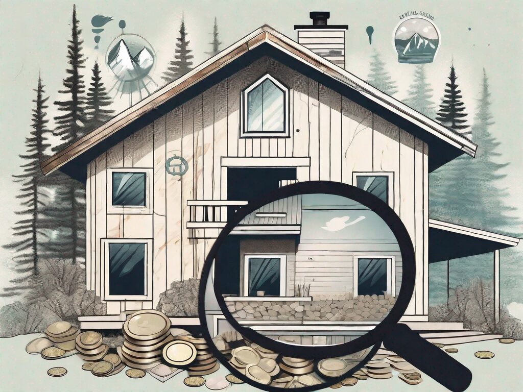 A typical alaskan house with a magnifying glass hovering over it