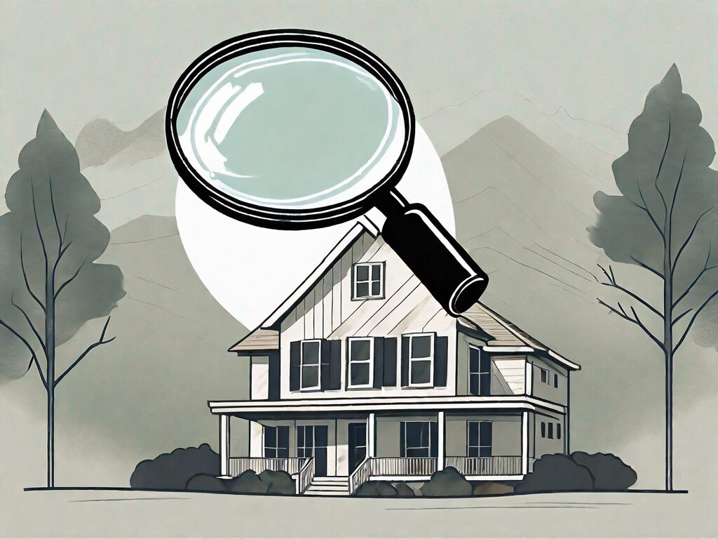 A typical tennessee home with a magnifying glass hovering over it