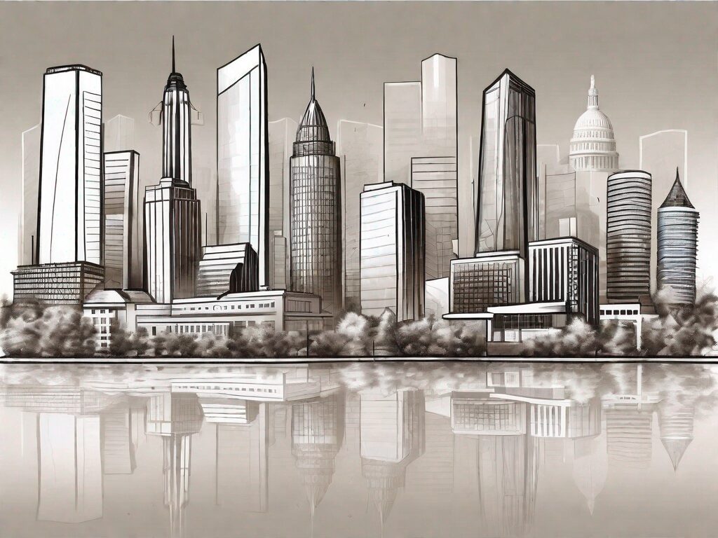 A futuristic skyline of washington with various types of residential and commercial buildings