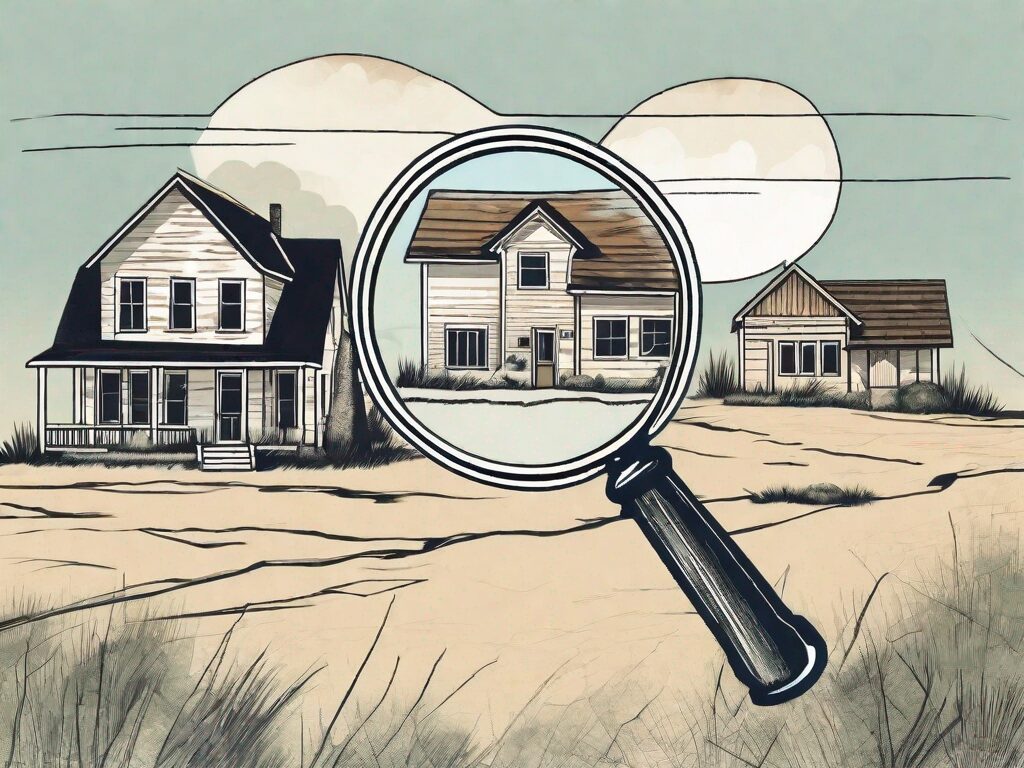 A traditional south dakota landscape with a symbolic magnifying glass over it