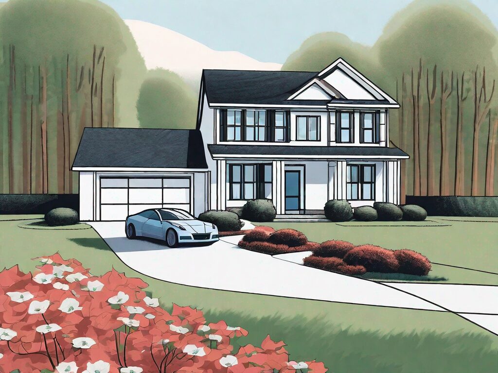 A house with a for sale sign on the front lawn