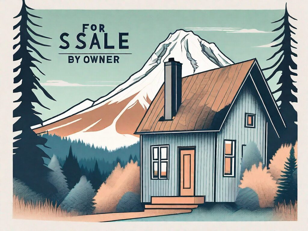 A house with a 'for sale by owner' sign in the front yard