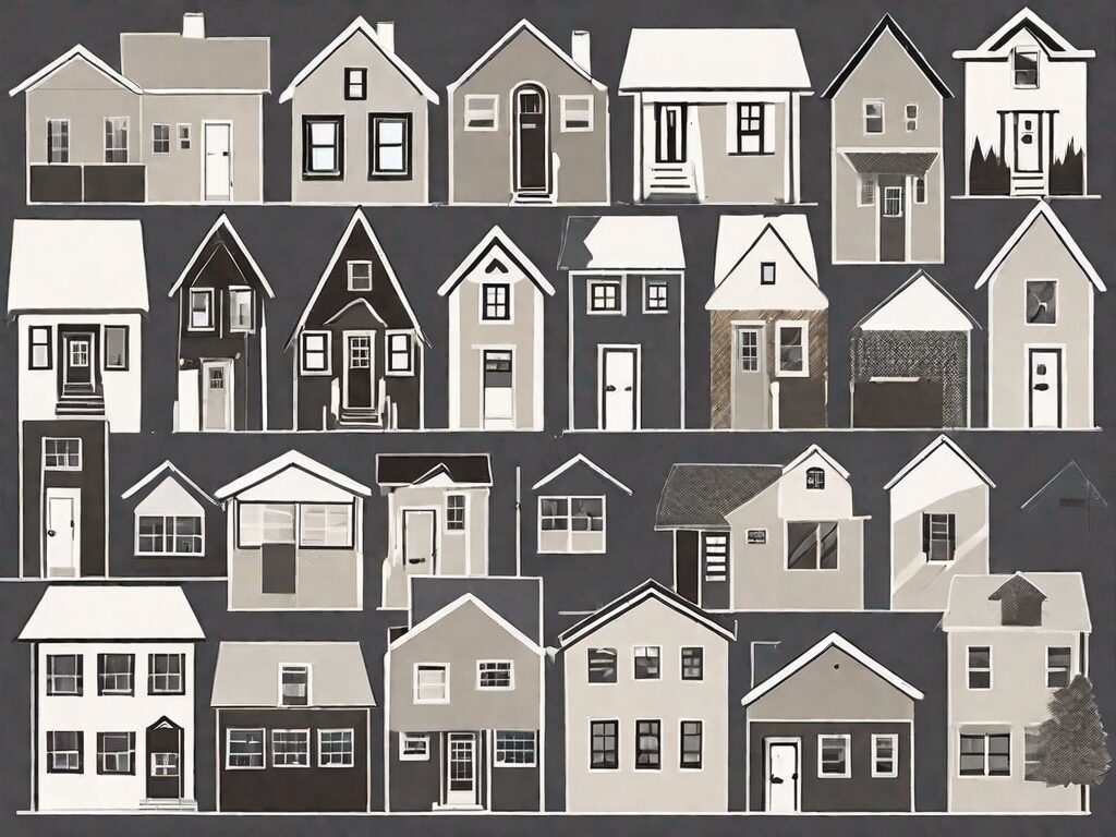 A collection of houses with sale signs