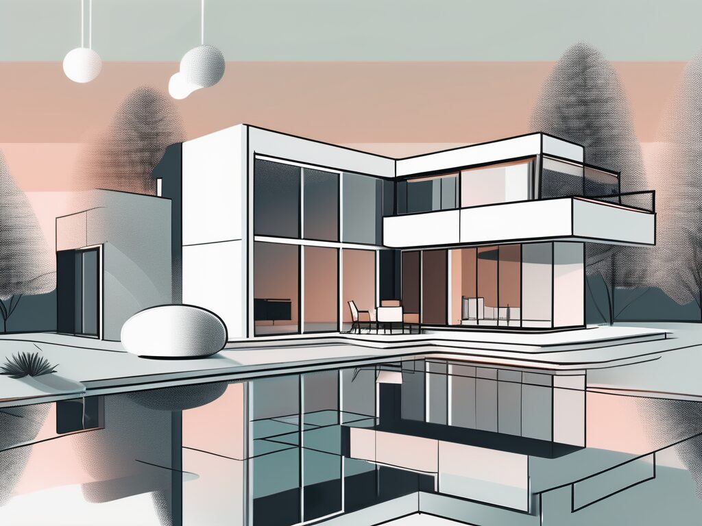 A modern home in pomona park with a virtual reality headset floating above it