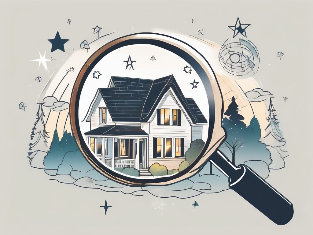 A magnifying glass hovering over a charming house in interlachen