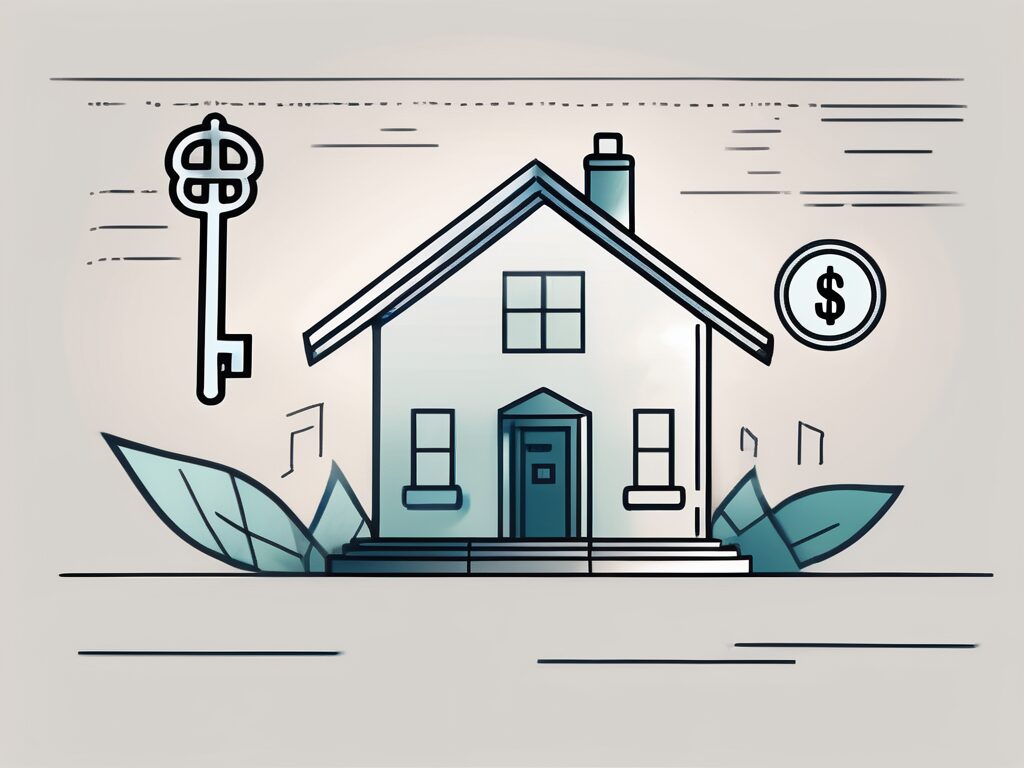 A house with a certificate and a key on top