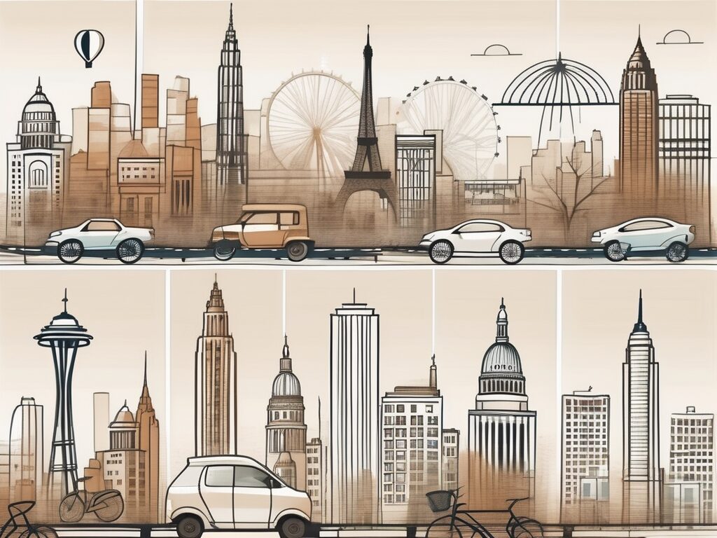 Various iconic cityscapes