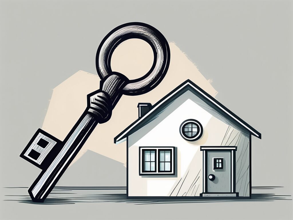 An investment property with a large key hovering above it