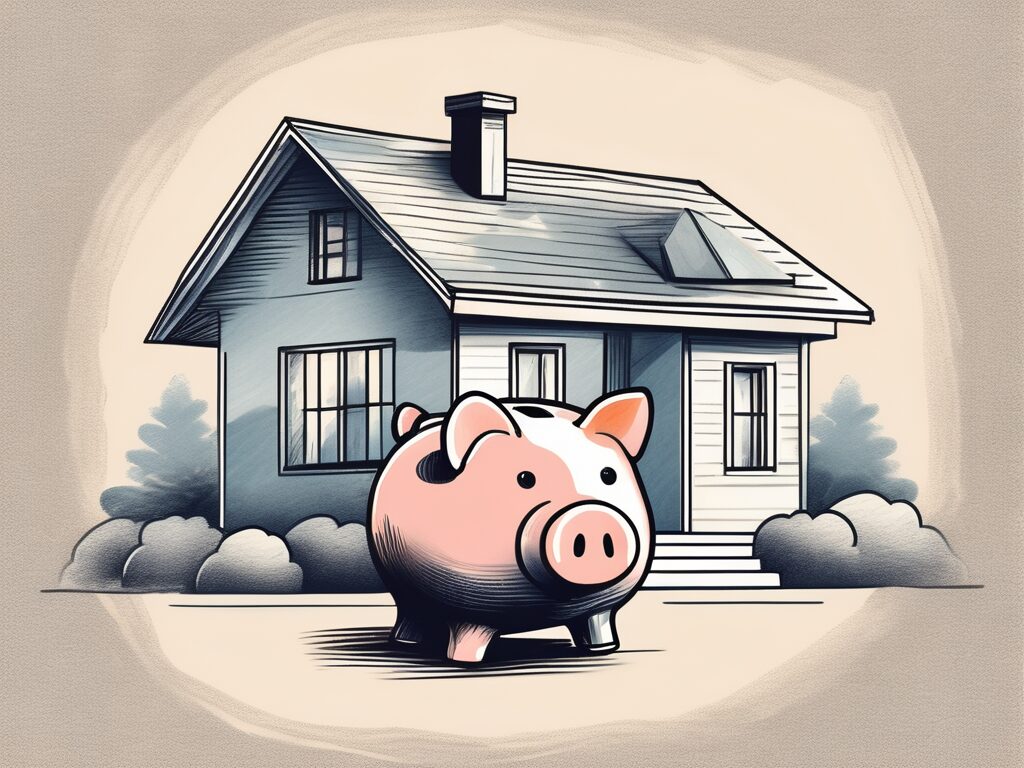 A house with a piggy bank on the roof