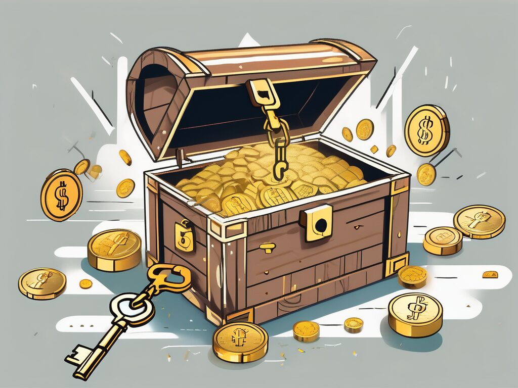 A treasure chest being unlocked by a golden key