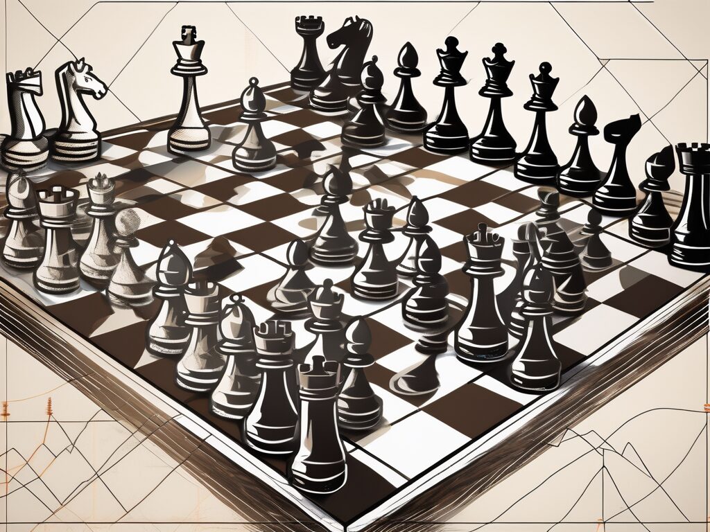 A chess board with various chess pieces representing different options trading strategies