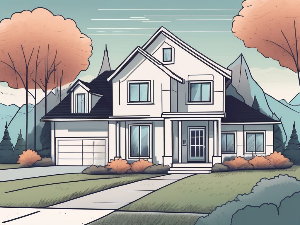 A house with a 'for sale' sign in the front yard