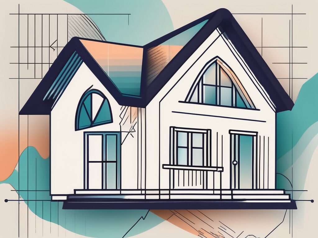 A house with a fluctuating graph overlay