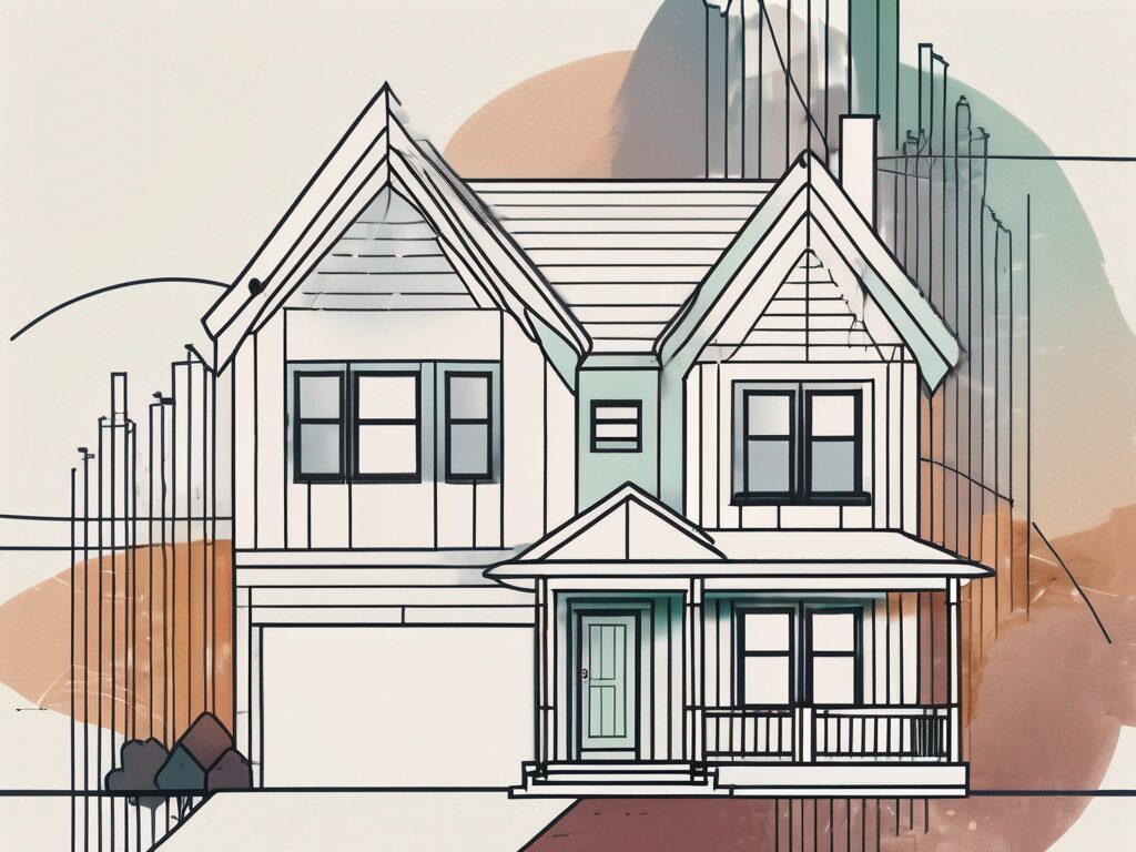 A house in dunedin with a graph overlay showing the correlation between mortgage rates and home sales