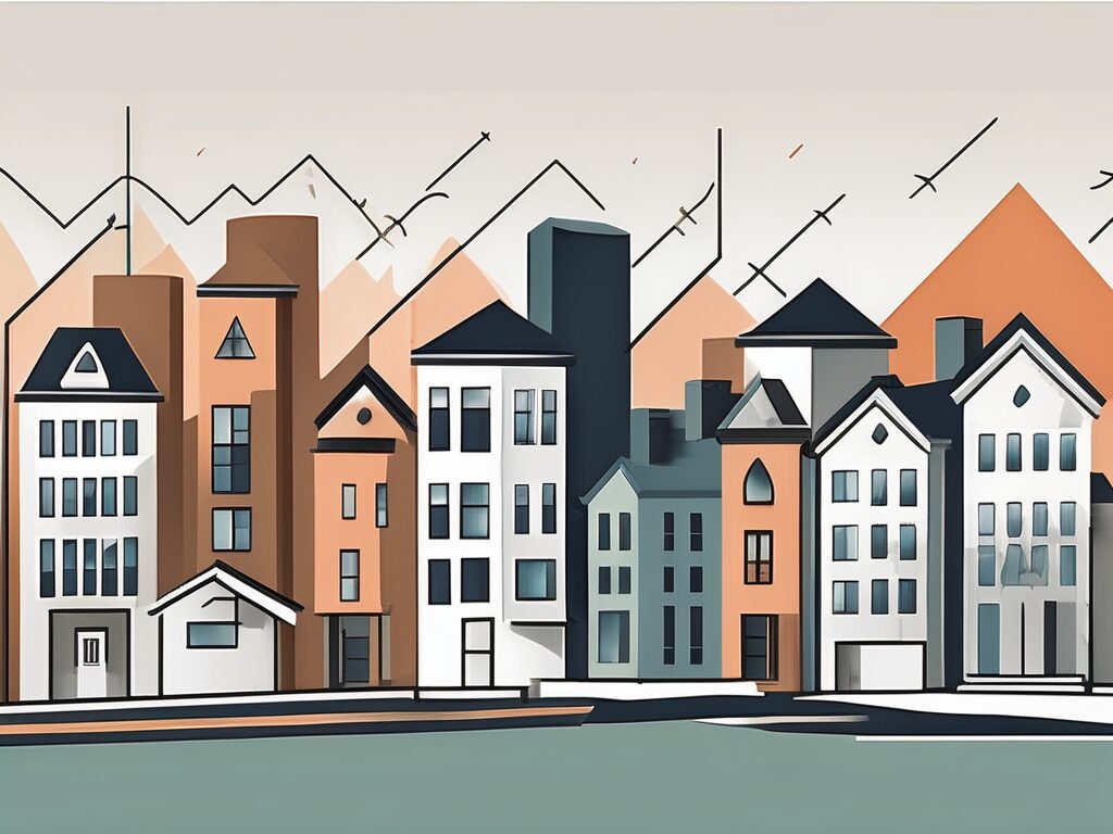 A greensboro cityscape with homes of different sizes and styles